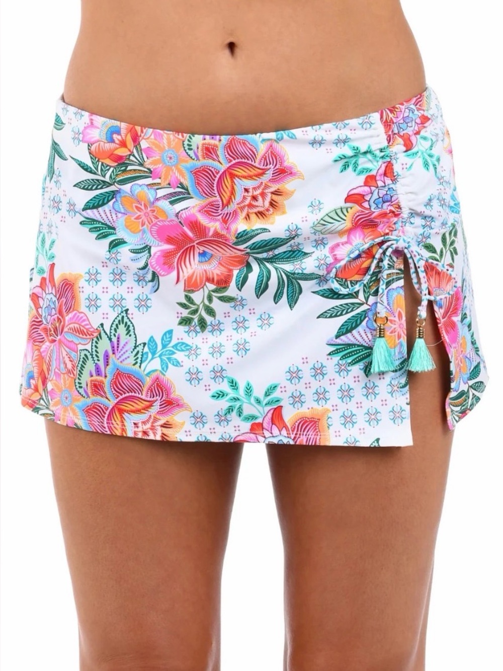 La Blanca Women's Rivera Resort Printed Swim Skirt White Floral Tropical